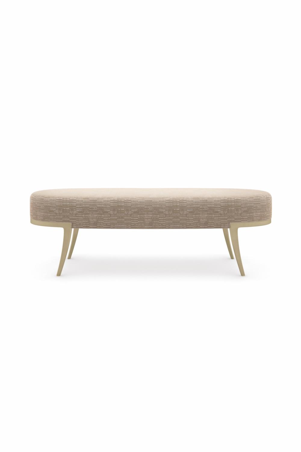 Benches | Oval Beige Velvet Bench Benches Benches