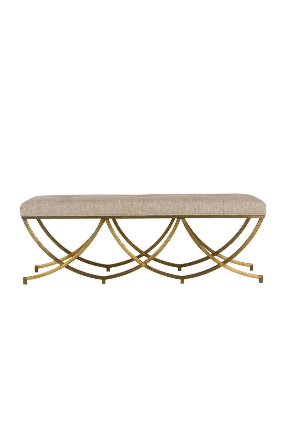 Benches | Satin Brass Textured Linen Bench Benches Benches