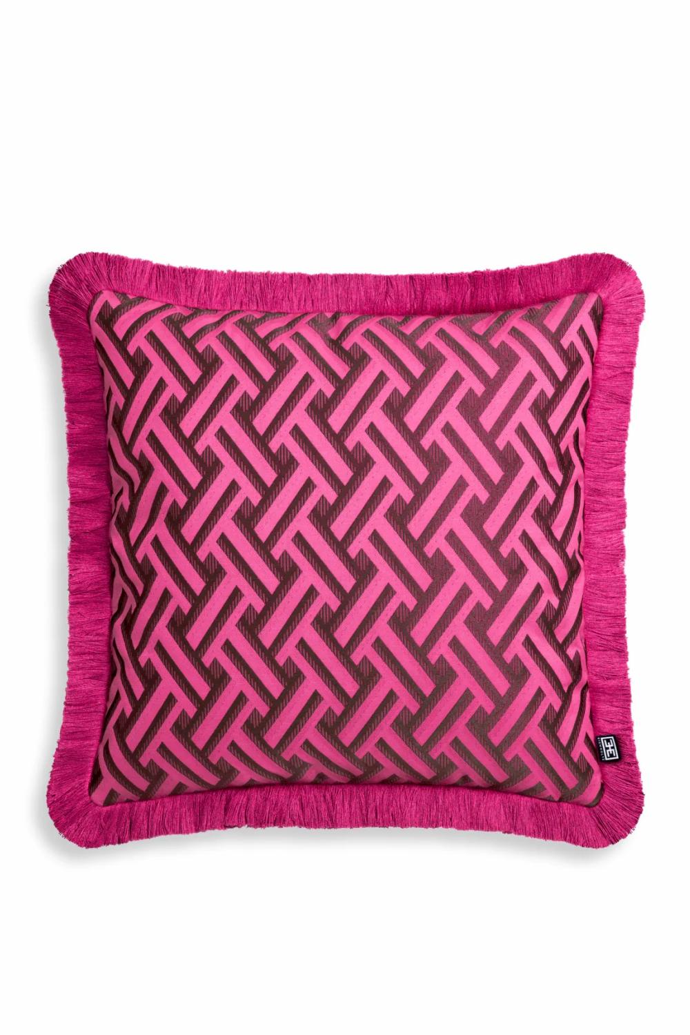 Pillows & Throws | Dark Pink Fringed Cushion Home Decor Pillows & Throws