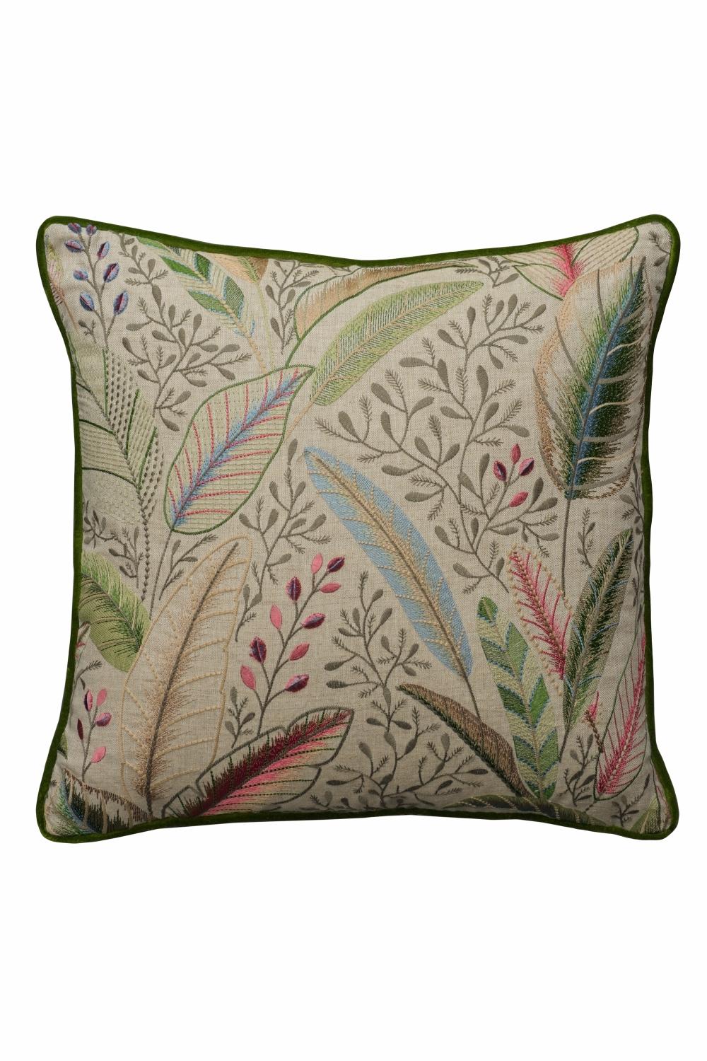 Pillows & Throws | Foliage Embroidery Linen Cushion Home Decor Pillows & Throws