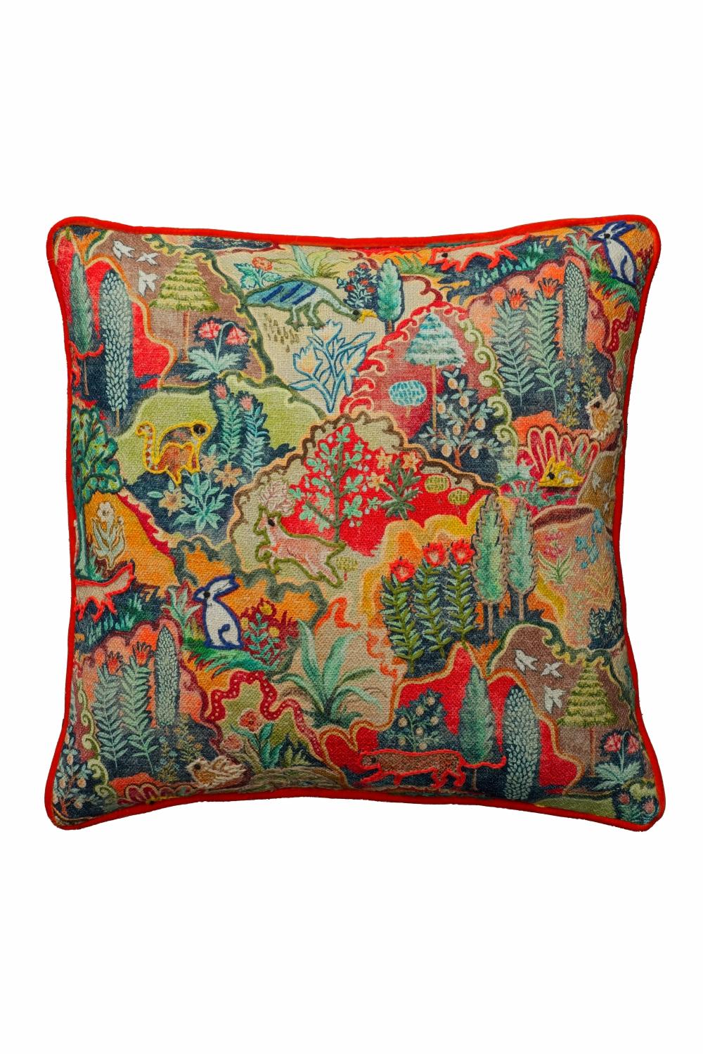 Pillows & Throws | Multi-Colored Embroidered Cushion Home Decor Pillows & Throws