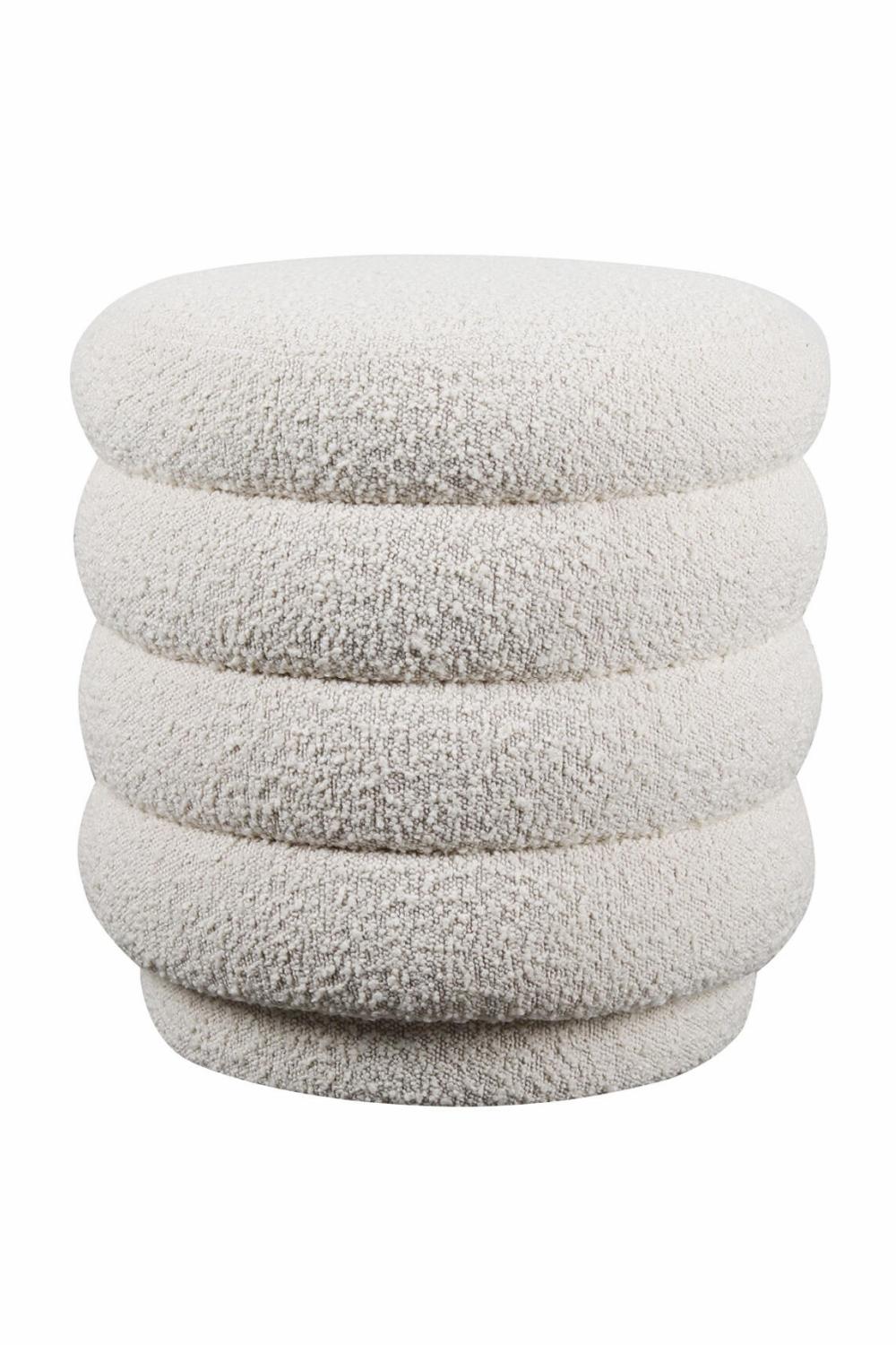 Poufs & Stools | Cream Bouclé Round Ottoman Poufs & Stools Poufs & Stools