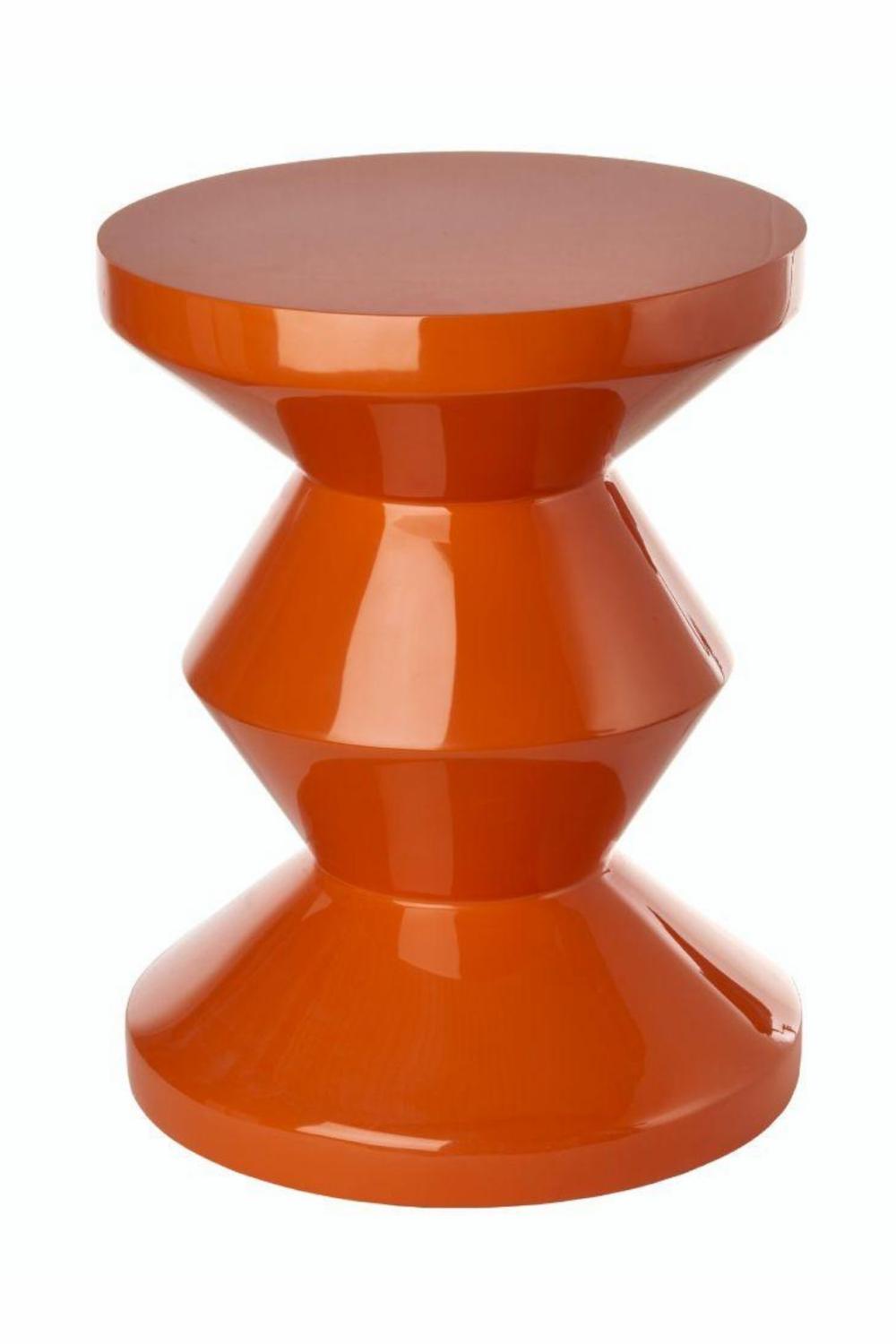 Poufs & Stools | Orange Lacquered Accent Stool Poufs & Stools Poufs & Stools