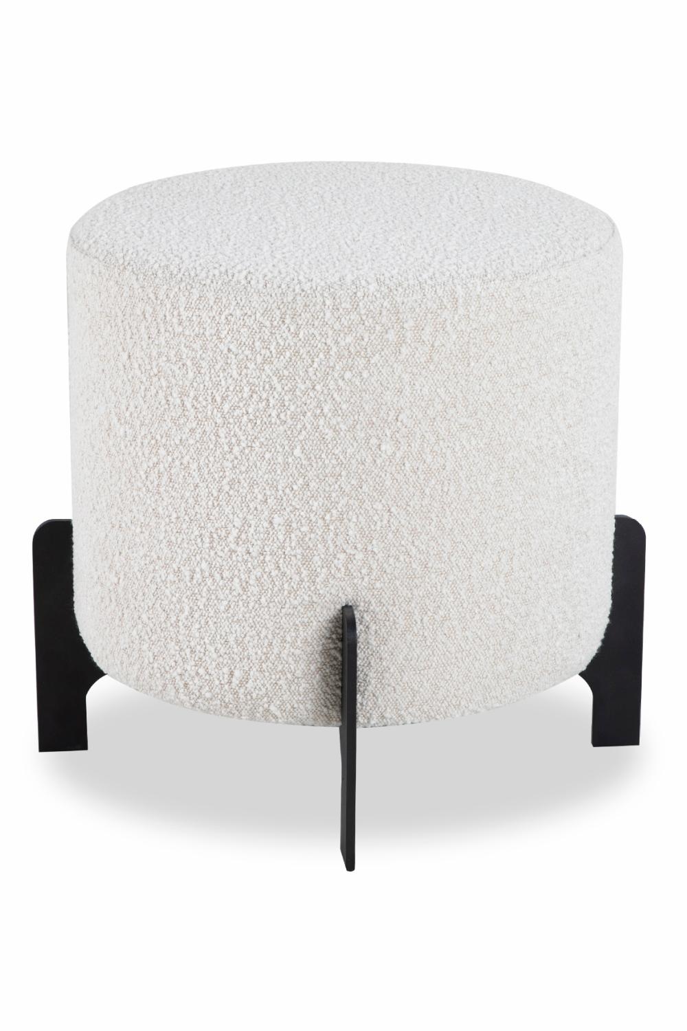 Poufs & Stools | White Bouclé Round Stool Poufs & Stools Poufs & Stools