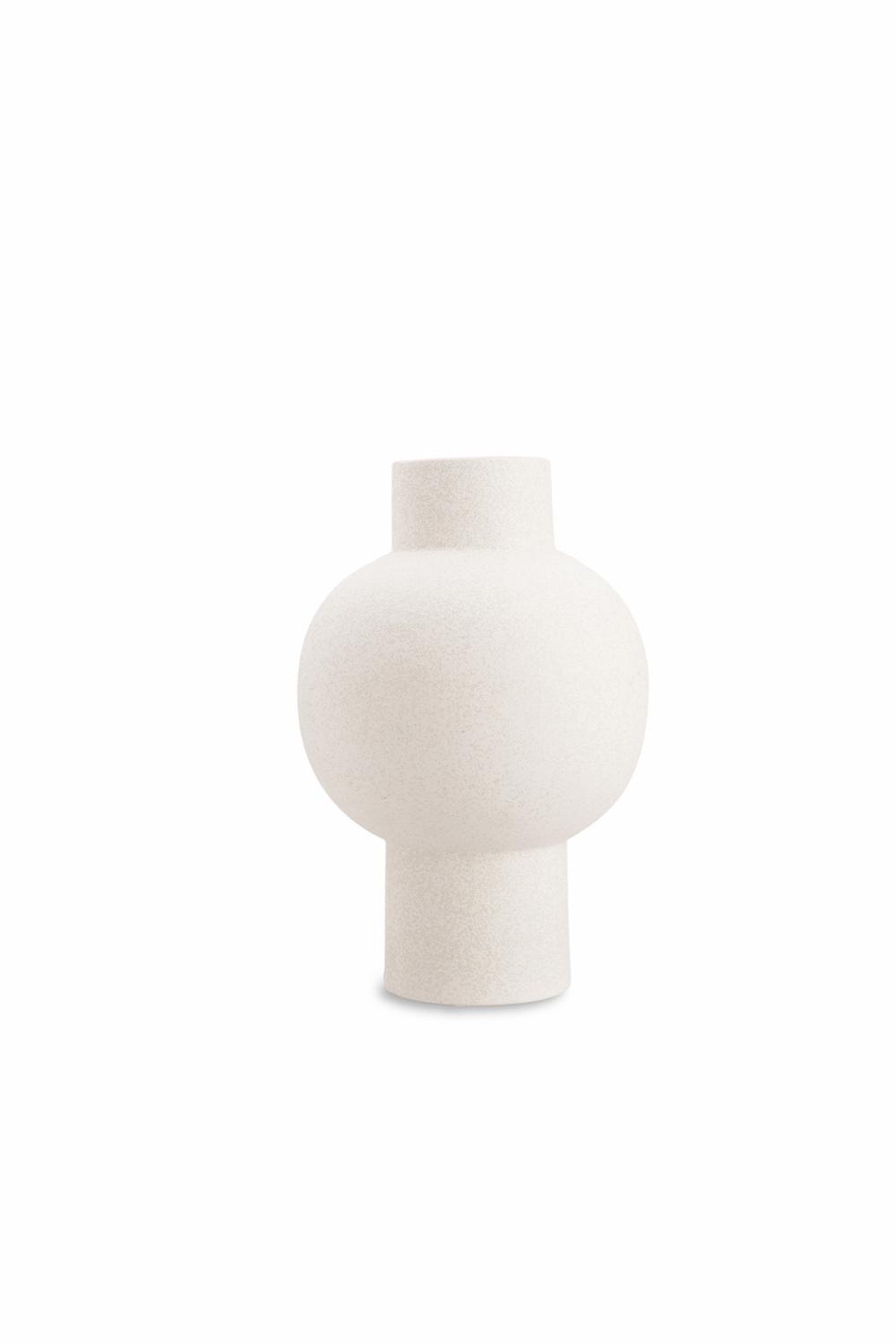 Vases | Round White Ceramic Tribal Vase Home Decor Vases