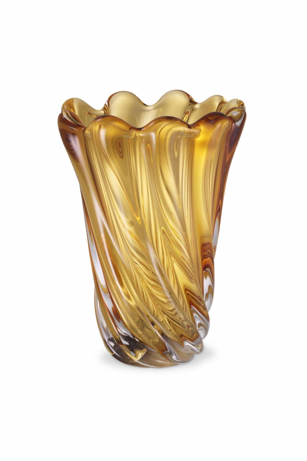 Vases | Yellow Swirling Glass Vase Home Decor Vases